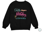 a black sweatshirt with the words princess harper's birthday on it