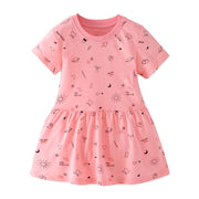 PINK SHORT SLEEVE PARTY DRESS - SkipStars