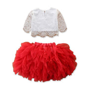RED TUTU SKIRT WITH CUTE WHITE DRESS - SkipStars
