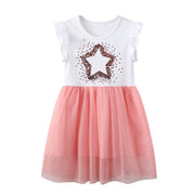 Star Mesh Girls Sleeveless Summer Dress