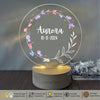 a personalized acrylic light with a floral design