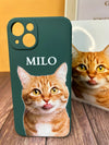 a phone case with a picture of a cat on it