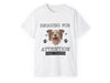 a white t - shirt with an image of a dog&#39;s face