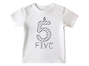 a white t - shirt with the number five five five five five five five five