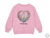 a pink sweatshirt with a mermaid heart and name on it