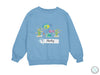 a blue sweatshirt with an image of a fish and sea animals on it