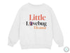 a white sweatshirt with the words little lovebug on it