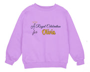 a purple sweatshirt with a crown on it