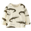 SkipStars Full Sleeve Crocodile Print Theme Boys T-Shirt, White