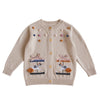 Embroidered Patch Cotton Blend Cardigan