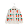 SkipStars Full Sleeve Carrot Knitted Pattern Girls Cardigan, White