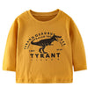 SkipStars Full Sleeve Dino Print Boys T-Shirt, Mustard