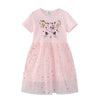 SHORT SLEEVE PINK CAT PRINTED DRESS - SkipStars