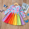 Beautiful Rainbow Patch Floral Design Girls Dress