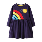 Long Sleeve Rainbow Girl Dresses