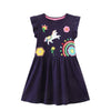 Unicorn Girls Sleeveless Summer Unicorn &  Floral Pattern Dress