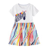 Zebra Pattern Short Sleeve Girls Summer Tutu Dress